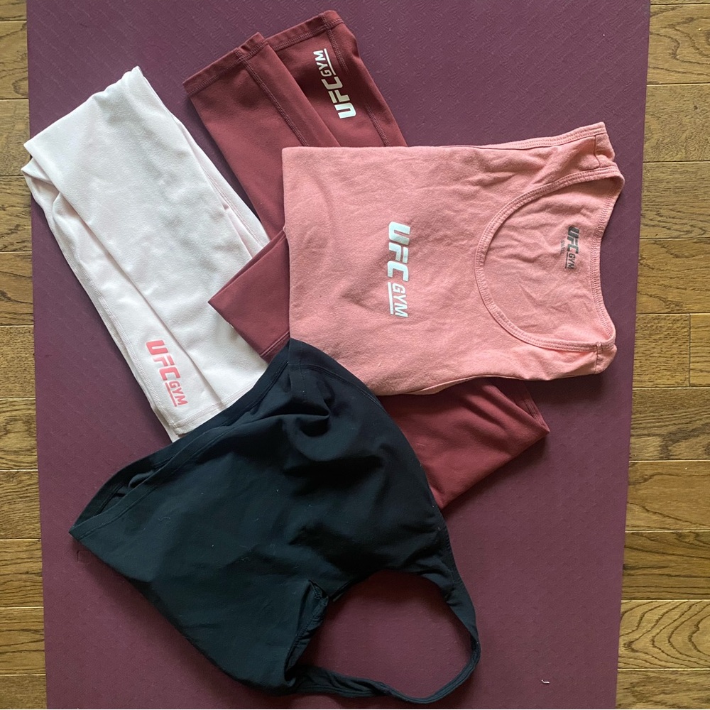 Ufc gym Women's Leggings - ligh pink , dark red wine + free tops